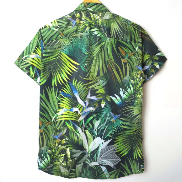 Selected Homme Tropical Short Sleeve Button Down Shirt Size M - Picture 5 of 13